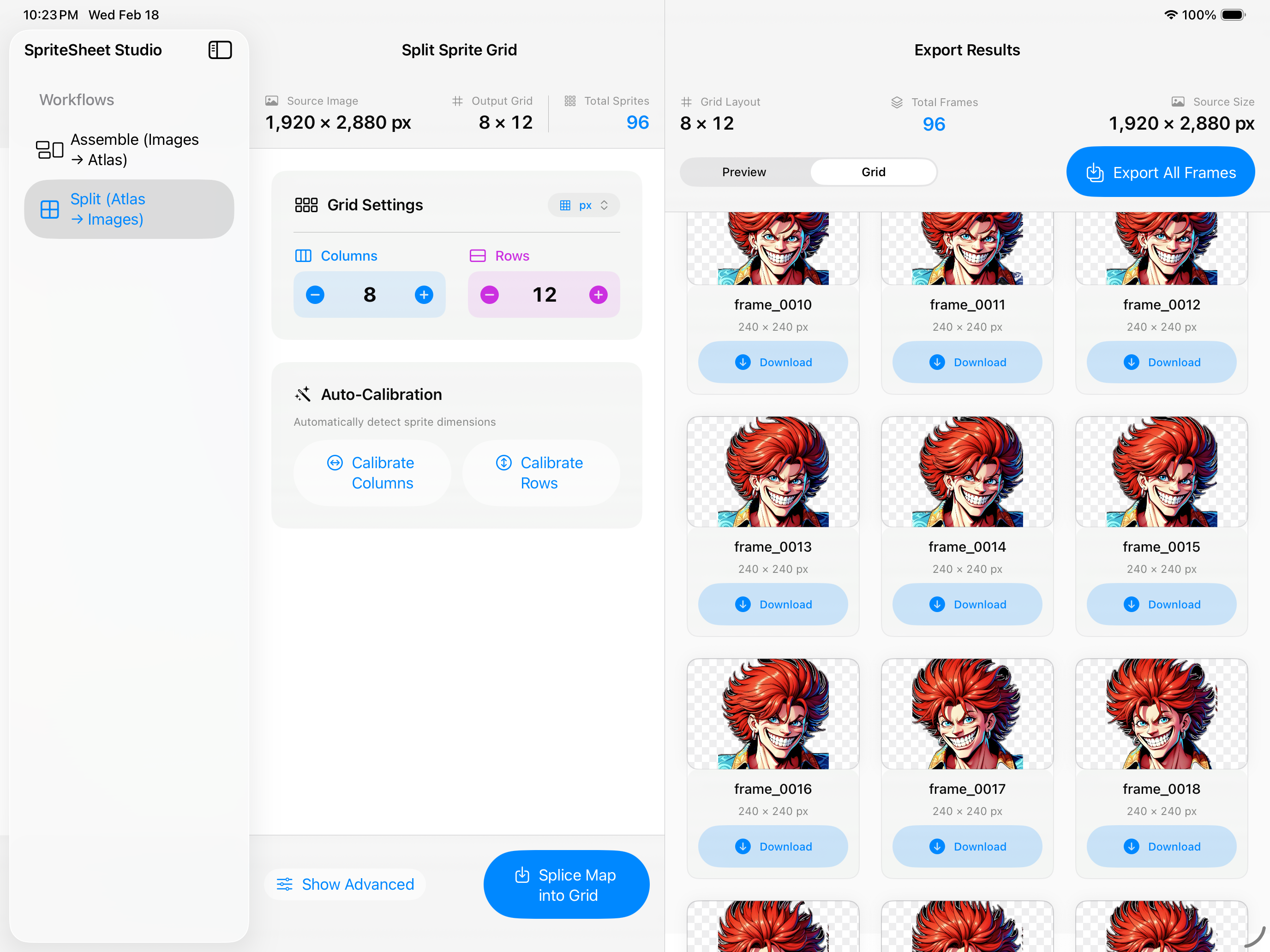 SpriteSheetStudio Interface